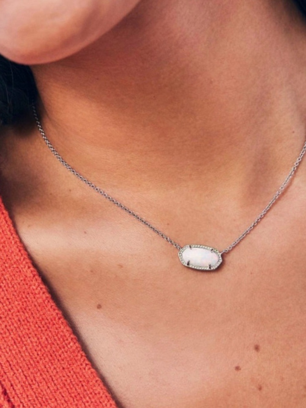 Kendra Scott Silver/Ivory Elisa Necklace New - Picture 3 of 3